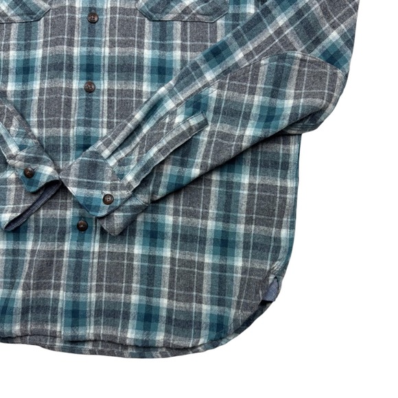 Levis Men's Green Plaid Wool Blend Double Pocket Button Down Long Sleeve Size M - Picture 6 of 14